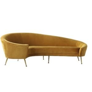 Mustard Velvet Asymmetrical Sofa