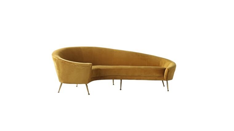 Mustard Velvet Asymmetrical Sofa