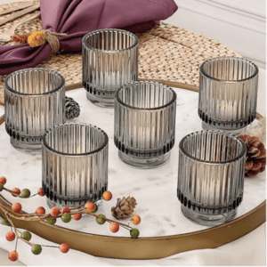 Smoke Ribbed Votive - Small