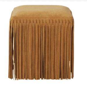 Leather Tassel Stool - Mustard