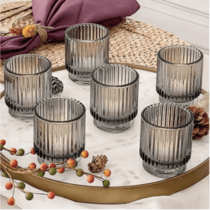 Smoke Ribbed Votive - Large