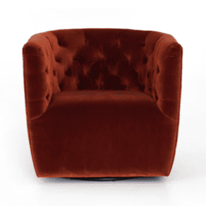 Tufted Swivel Armchair – Rust Velour