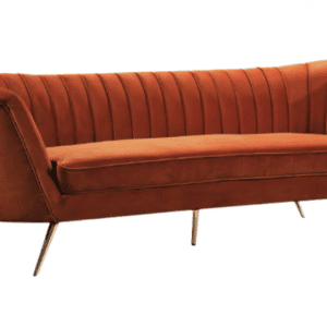 Channelled Velour Sofa - Burnt Orange