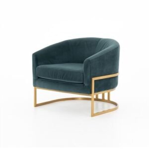Brass Bottom Velour Chair - Navy
