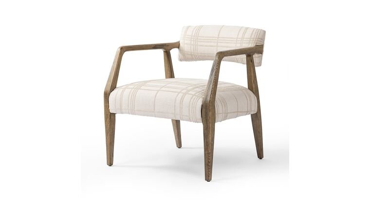 Plaid Accent Chair - Ivory