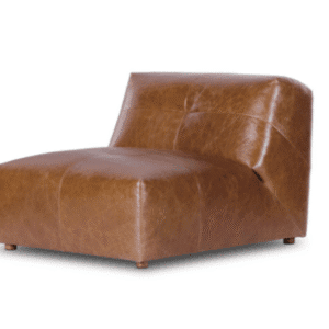Leather Armless Lounge Chair - Cognac
