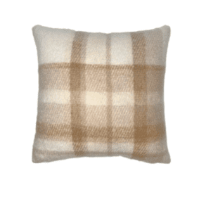 Cozy Plaid Wool Pillow – Neutral
