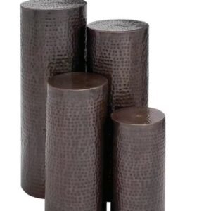 Brown Metal Pillar Style Pedestal Table with Hammered Design (XLarge)