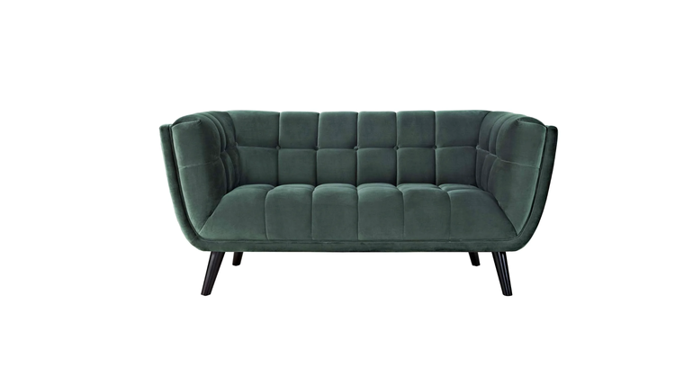 Button Tufted Velour Loveseat - Emerald